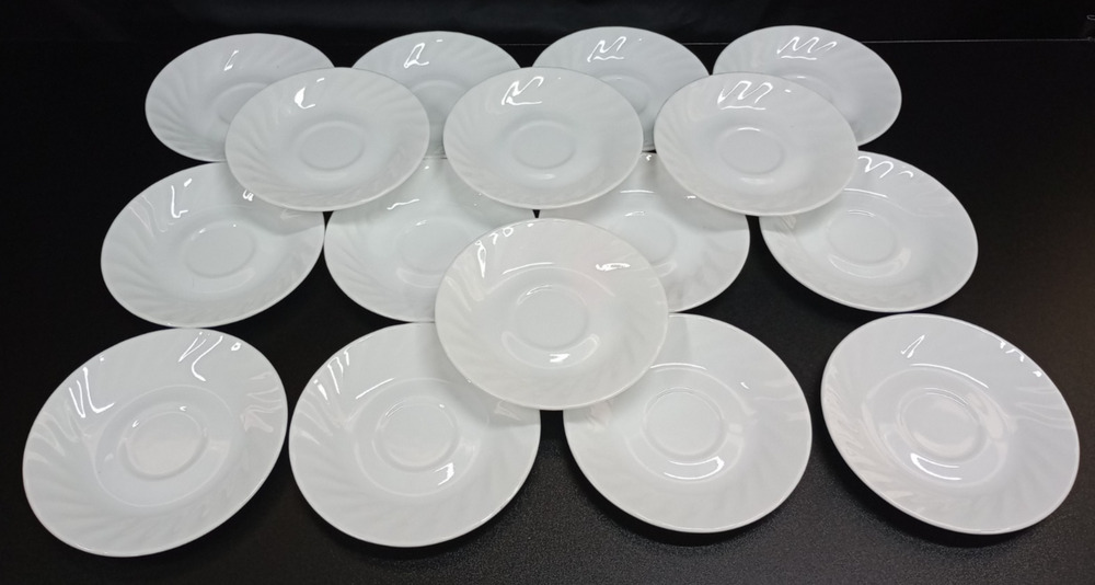 Corelle White Swirl Saucers Plates set of 16